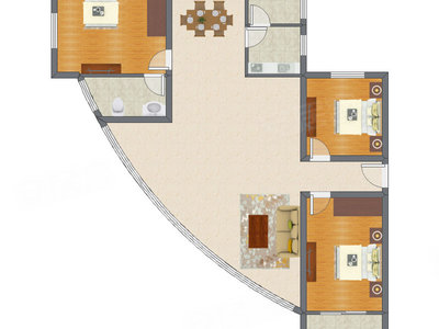 3室2厅 153.29平米户型图