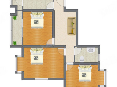 3室1厅 94.80平米