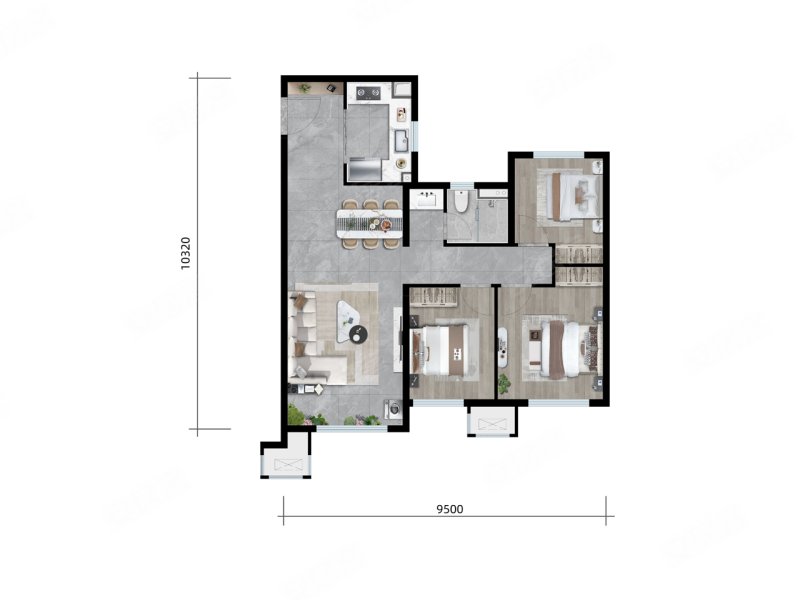 西固程官营地铁口龙湖光年小三室南北通透布局合理单价9000起