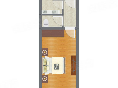1室0厅 33.21平米户型图
