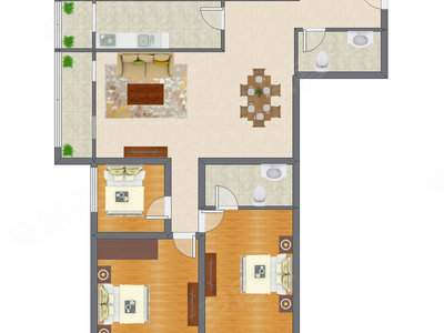 3室2厅 127.99平米