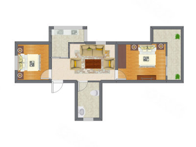 2室1厅 69.80平米户型图