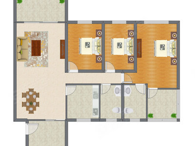 3室2厅 124.12平米