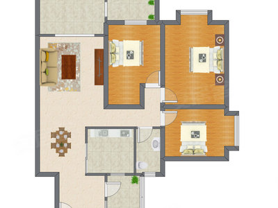 3室2厅 96.73平米