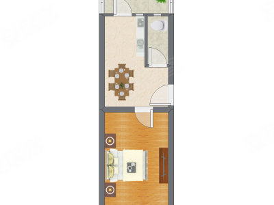 1室1厅 40.51平米户型图