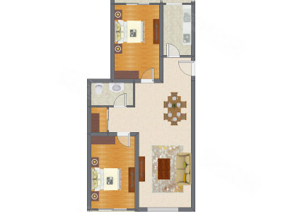 2室2厅 120.34平米户型图