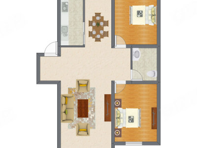 2室2厅 93.55平米户型图