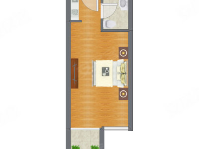 1室0厅 32.14平米户型图