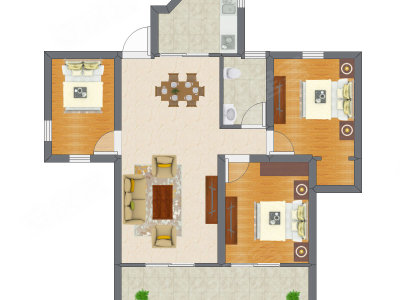 3室2厅 65.24平米