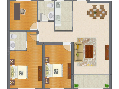 3室2厅 122.00平米户型图