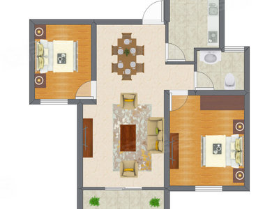 2室2厅 97.67平米户型图
