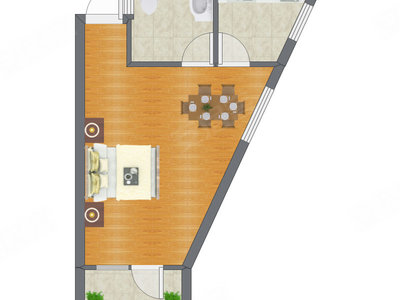 1室0厅 41.92平米户型图