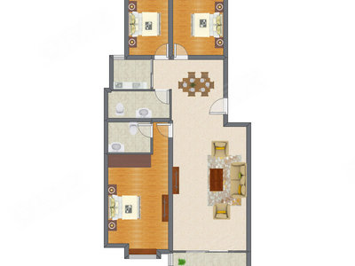 3室2厅 132.99平米户型图