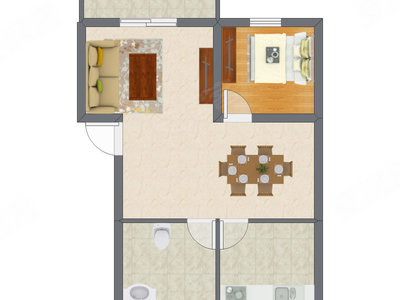 1室1厅 93.00平米户型图