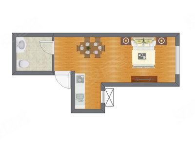 1室0厅 29.55平米户型图