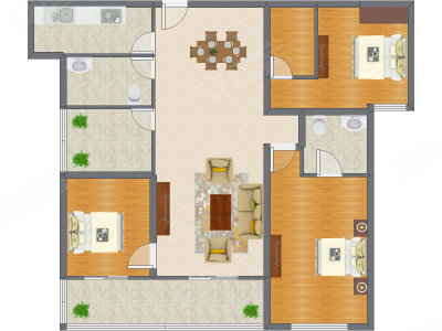 3室2厅 160.57平米