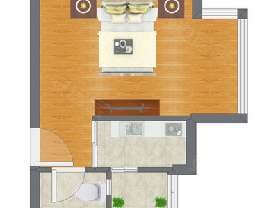 1室0厅 31.92平米户型图