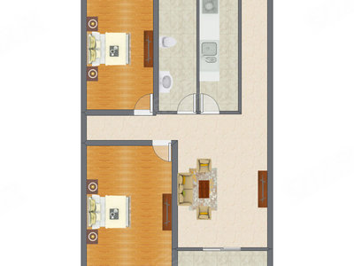 2室1厅 84.00平米户型图