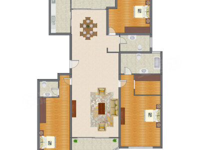3室2厅 256.00平米户型图