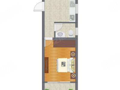 1室1厅 39.20平米户型图