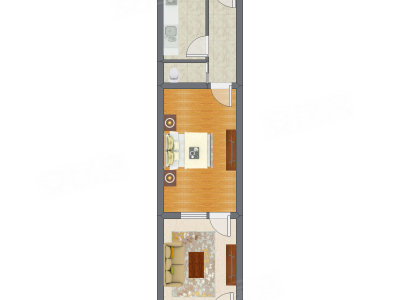 1室1厅 35.60平米户型图