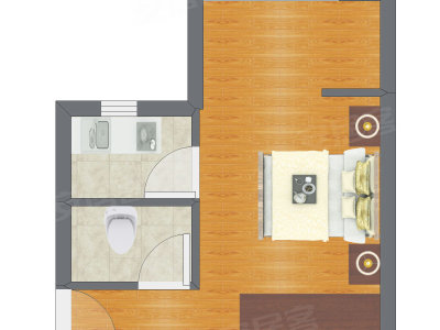 1室0厅 35.04平米户型图