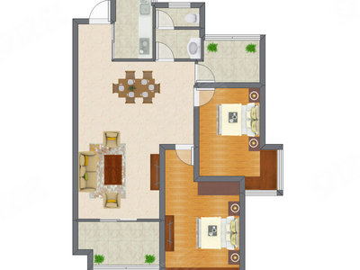 2室2厅 97.90平米户型图