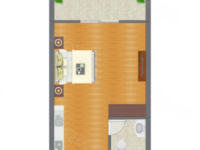 1室0厅 44.41平米户型图