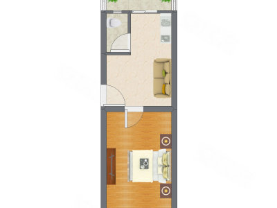 1室1厅 40.34平米户型图