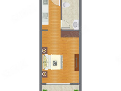 1室0厅 49.35平米户型图