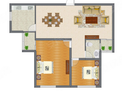2室2厅 75.56平米