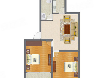 2室1厅 69.20平米户型图