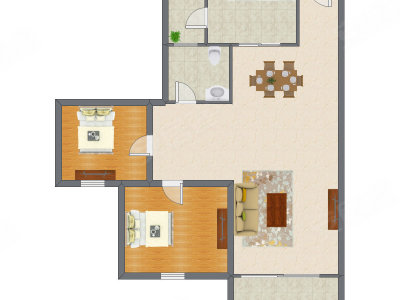 2室2厅 122.00平米