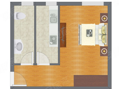 1室0厅 35.49平米户型图