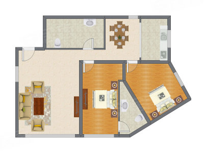 2室2厅 157.00平米户型图