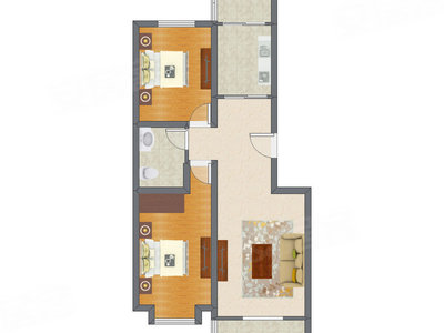 2室1厅 99.66平米户型图