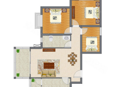 3室2厅 96.71平米