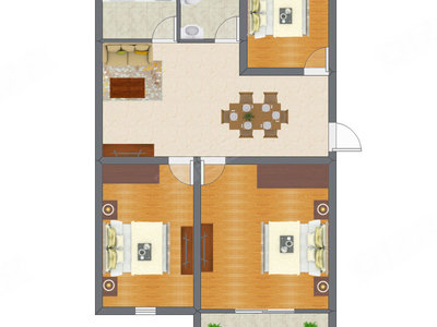 3室1厅 76.31平米