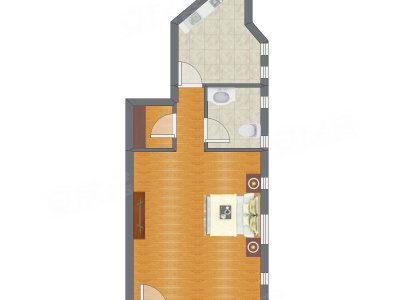 1室0厅 60.73平米户型图