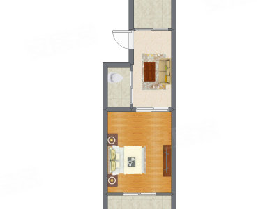 1室1厅 29.27平米户型图