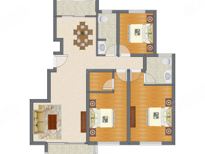3室2厅 132.40平米户型图