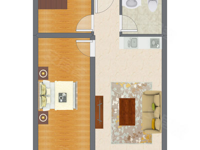 1室1厅 71.74平米户型图