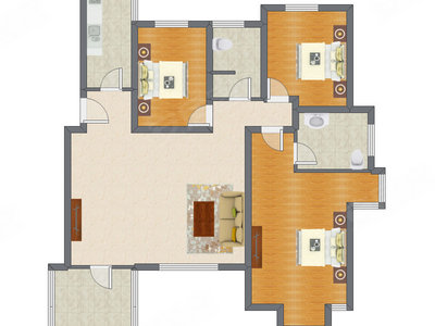 3室1厅 131.04平米户型图