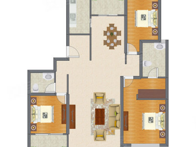 3室2厅 165.50平米户型图