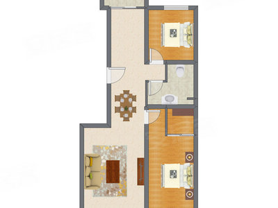 2室2厅 80.20平米户型图