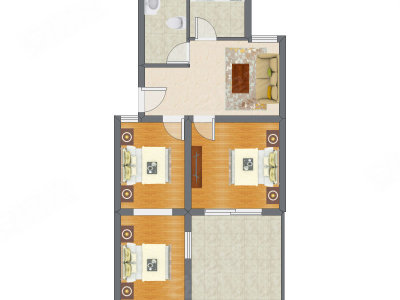 3室1厅 64.26平米