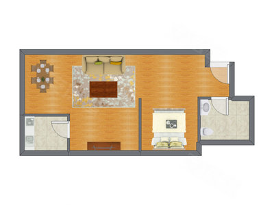 1室0厅 61.65平米户型图