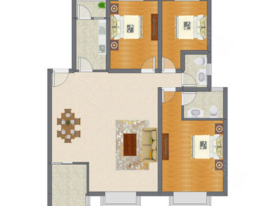 3室2厅 131.36平米