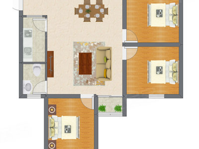 3室2厅 78.00平米户型图