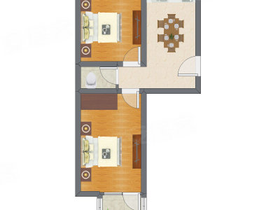 2室1厅 53.80平米